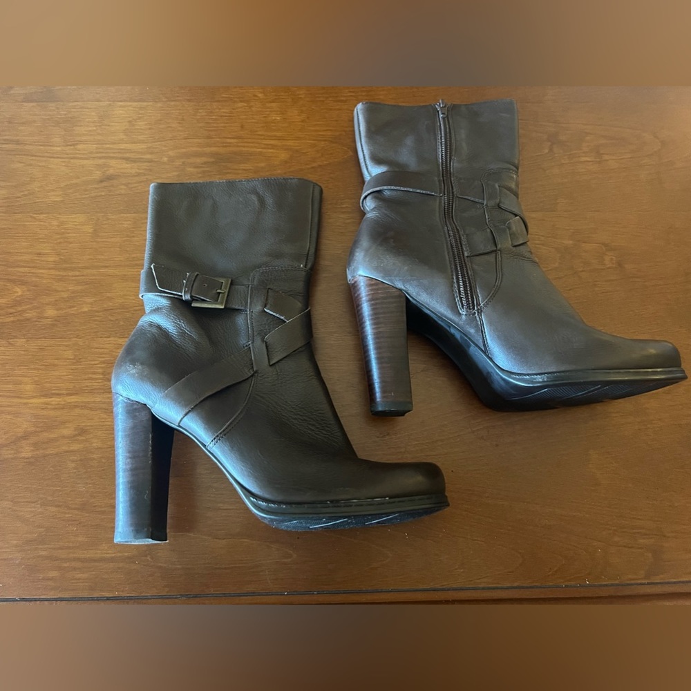 Charles David Brown heeled boots.  8.5